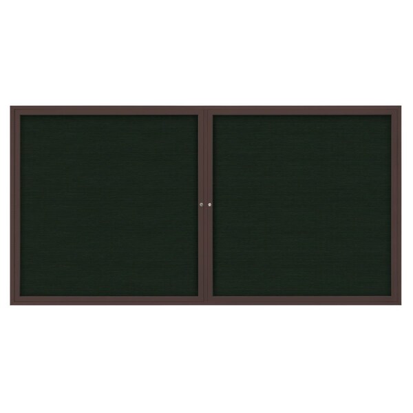 United Visual Products 72"x36" 3-Door Enclosed Outdoor Letterboard, Green Felt/Bronze UV1163D-BRONZE-GREEN - main